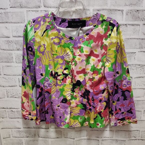 Ellen Tracy Graphic Green and Purple Blazer - Picture 1 of 3